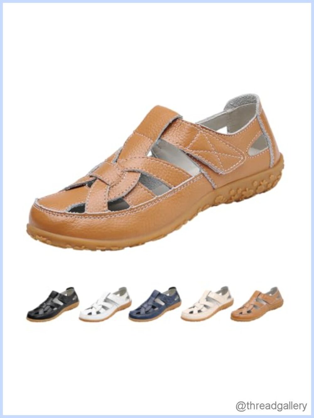 MOYOWEI Woven Leather Closed Toe Casual Sandals